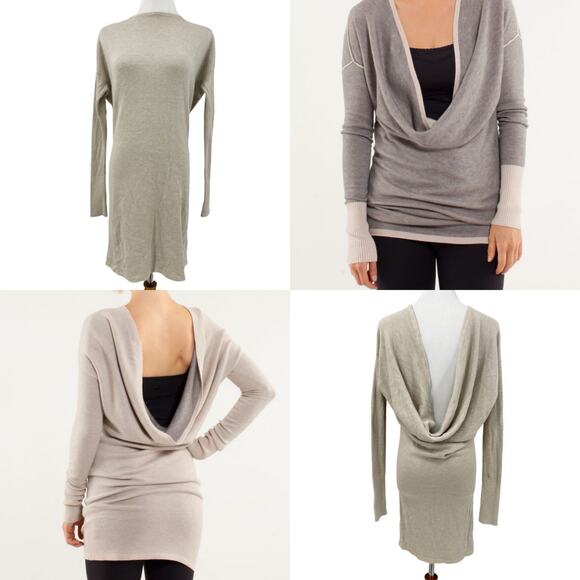 Lululemon Dress Womens Medium Serenity Wrap Sweater Knit Heathered Cashew Coal - Picture 5 of 5